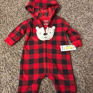 Carter's Cozy Red and Black Plaid Footie